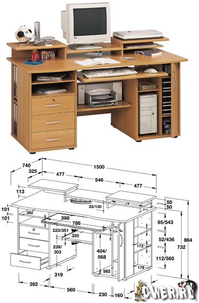 Чертежи компьютерных столов