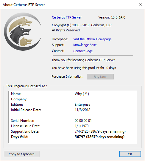 Cerberus FTP Server Enterprise 10.0.14.0