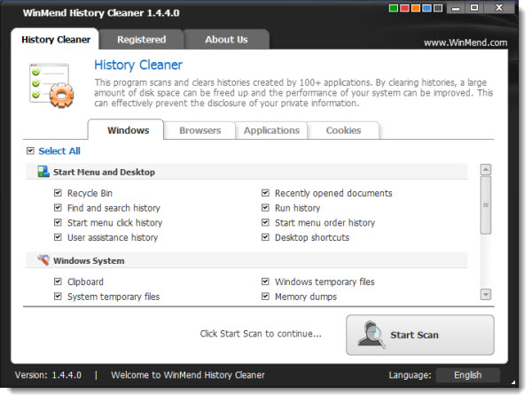 WinMend History Cleaner 1.4.4.0